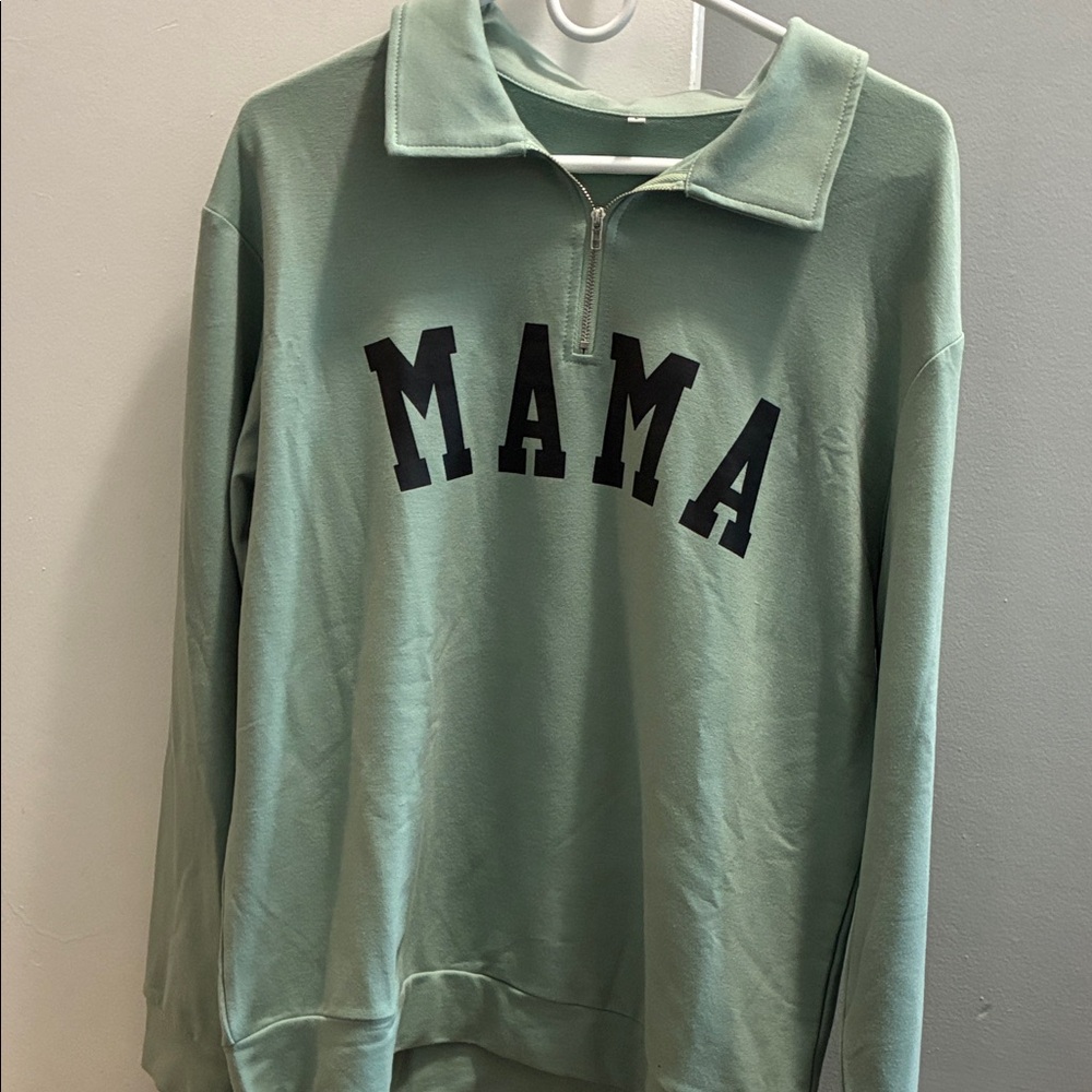 MAMA Quarter-Zip Pullover Sweatshirt - Sage Green